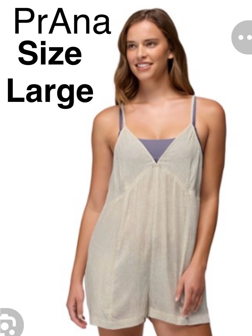 Prana Women's Fernie Cream Romper Slip with adjustable straps-NEW